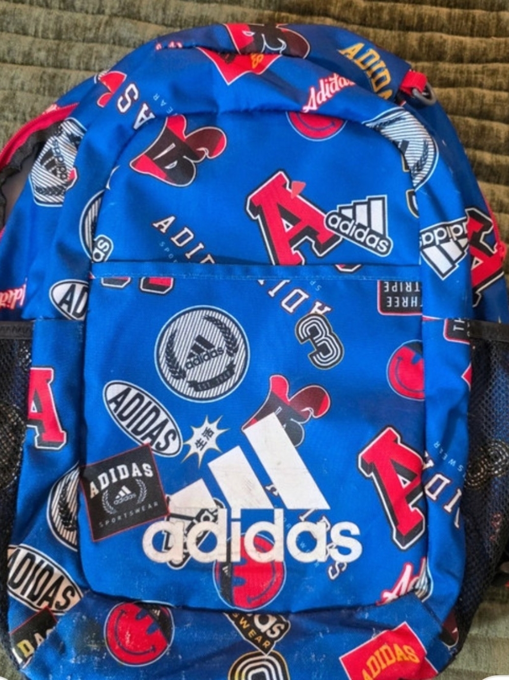 adidas Royal Blue Backpack with Red and White Logo Accents